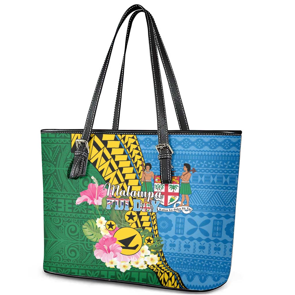 Malampa Fiji Day Leather Tote Bag Tropical Tapa Pattern LT01 - Polynesian Pride