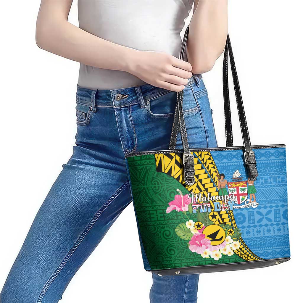 Malampa Fiji Day Leather Tote Bag Tropical Tapa Pattern LT01 - Polynesian Pride