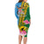 Personalised Malampa Fiji Day Long Sleeve Bodycon Dress Tropical Tapa Pattern