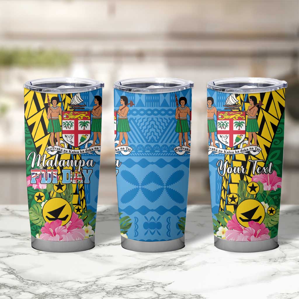 Personalised Malampa Fiji Day Tumbler Cup Tropical Tapa Pattern