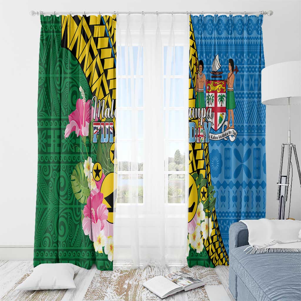 Malampa Fiji Day Window Curtain Tropical Tapa Pattern