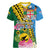 Personalised Malampa Fiji Day Women V-Neck T-Shirt Tropical Tapa Pattern