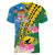 Personalised Malampa Fiji Day Women V-Neck T-Shirt Tropical Tapa Pattern