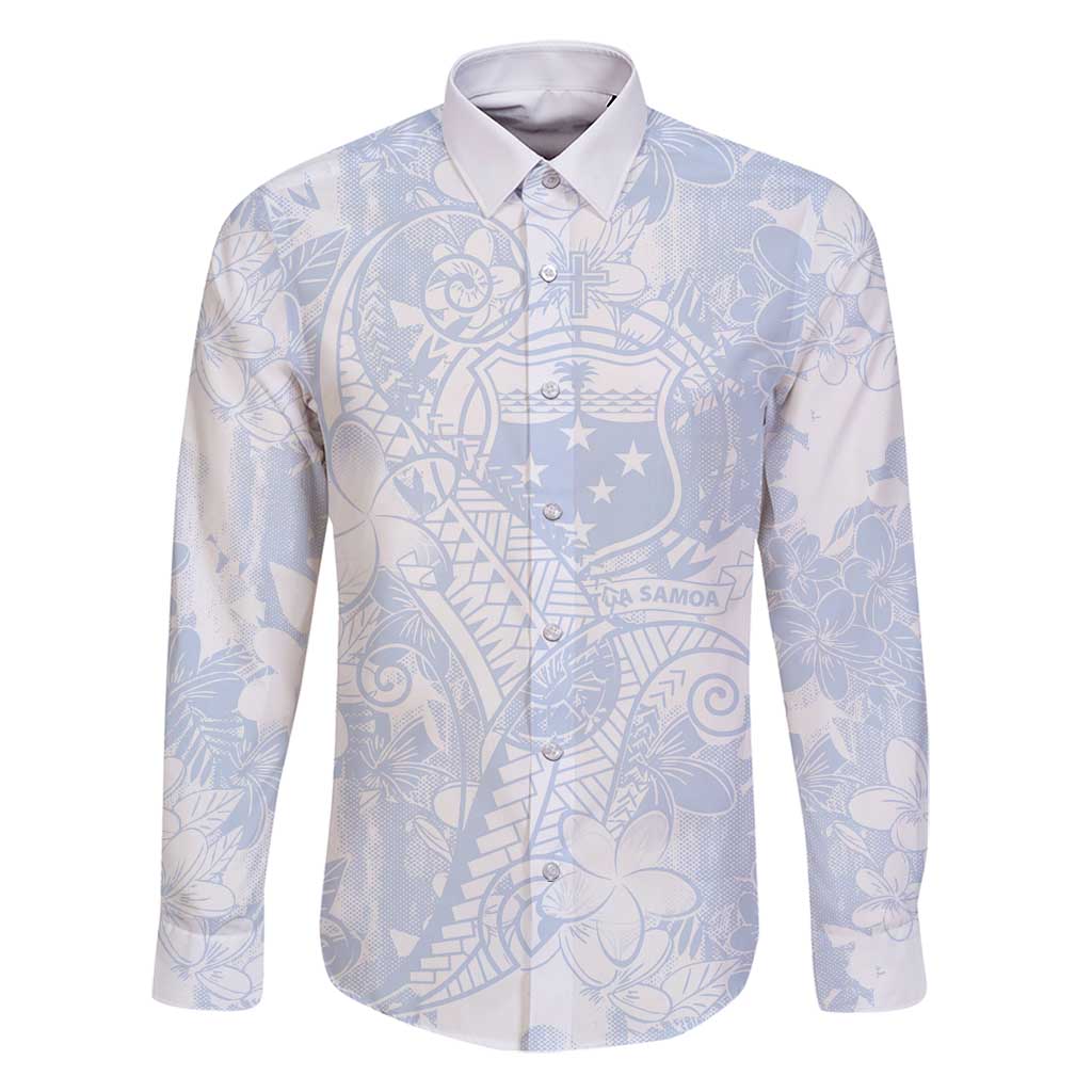 Samoa White Sunday Family Matching Summer Maxi Dress and Hawaiian Shirt Plumeria Floral