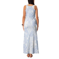 Samoa White Sunday Family Matching Tank Maxi Dress and Hawaiian Shirt Plumeria Floral