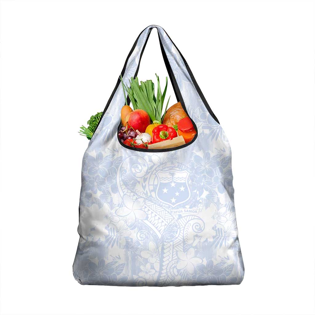 Samoa White Sunday Grocery Bag Plumeria Floral