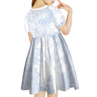 Samoa White Sunday Kid Short Sleeve Dress Plumeria Floral