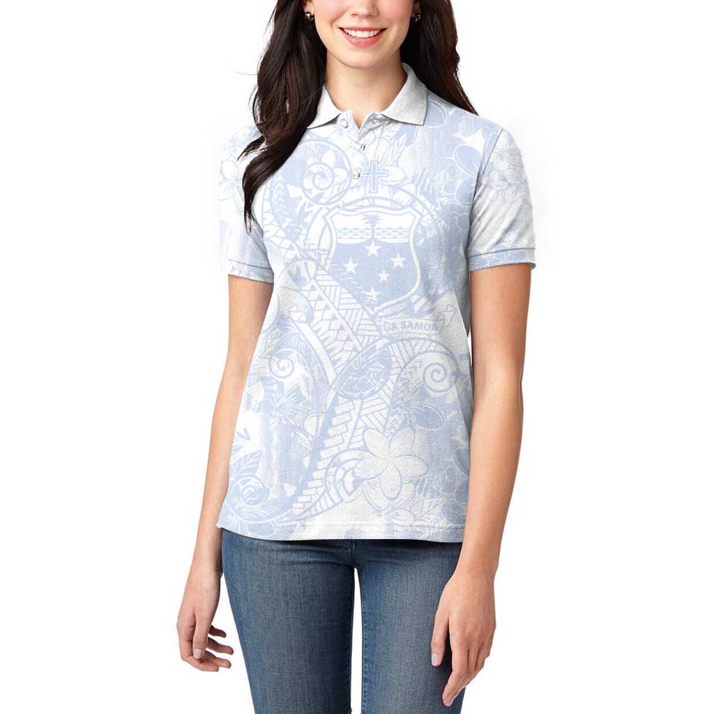 Samoa White Sunday Women Polo Shirt Plumeria Floral
