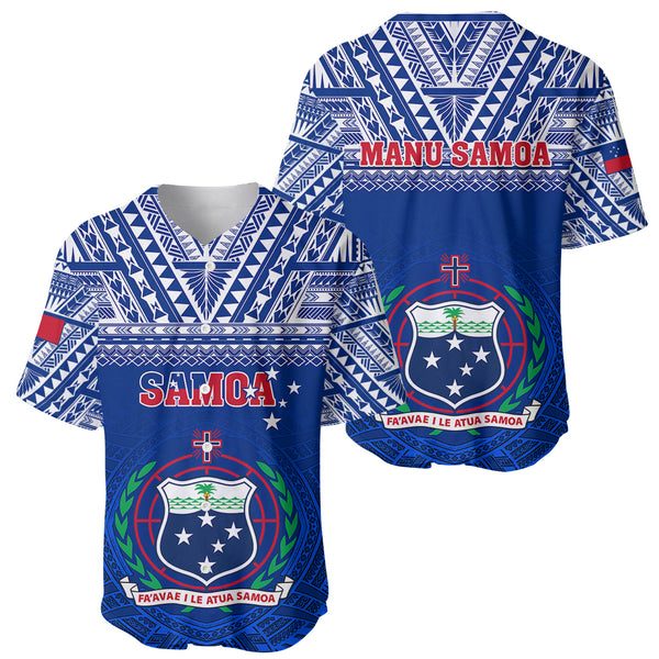 Samoa Rugby Baseball Jersey Manu Samoa Polynesian Tatoo Pattern LT01