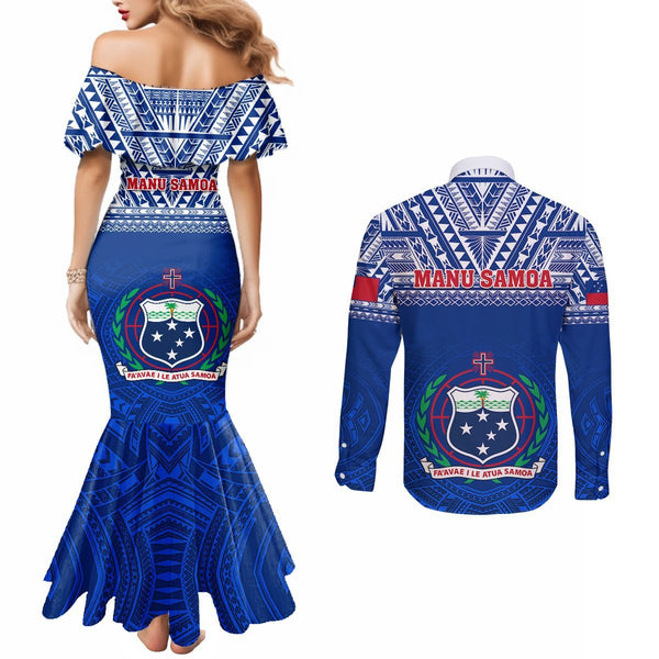 Samoa Rugby Couples Matching Mermaid Dress and Long Sleeve Button ...