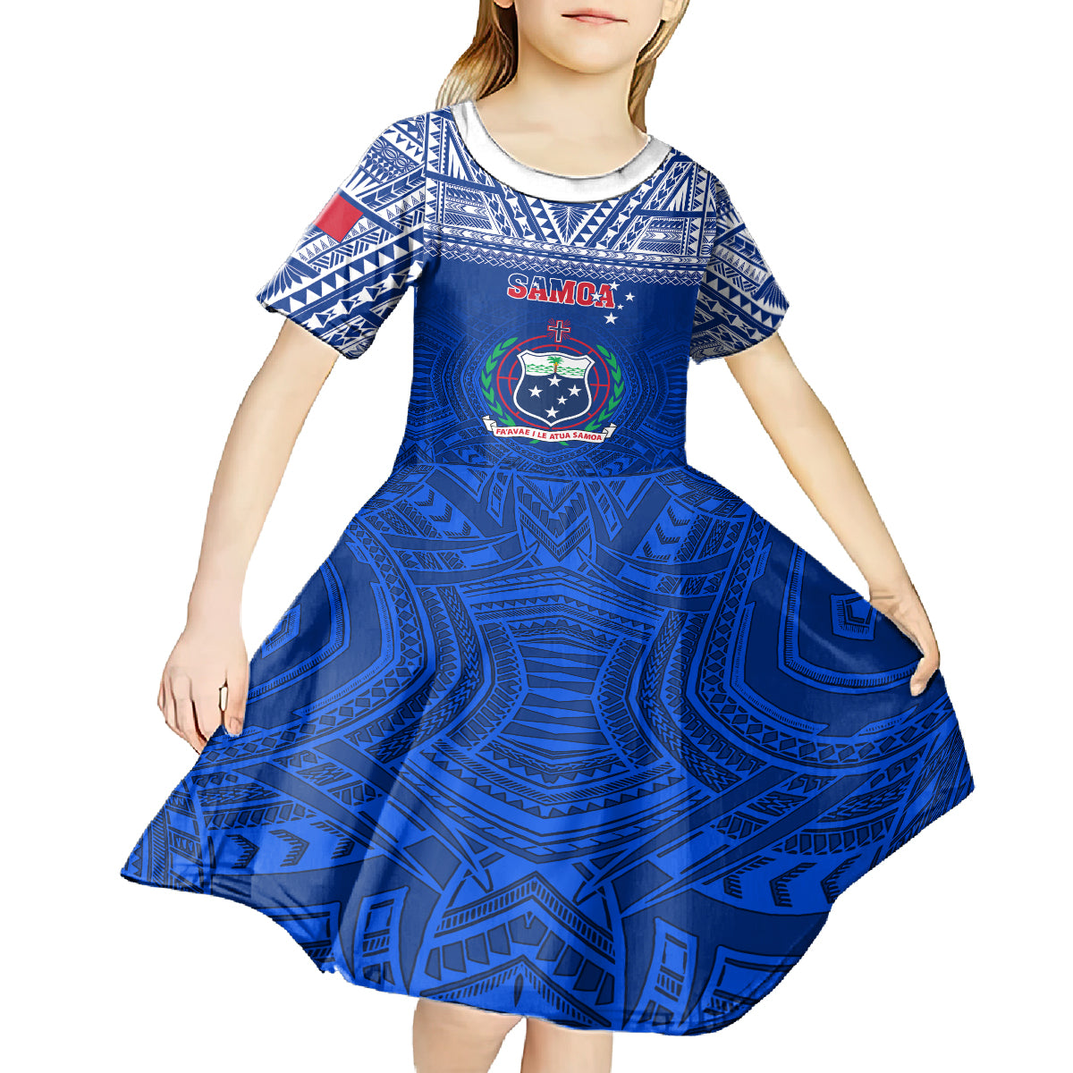 samoa-rugby-kid-short-sleeve-dress-manu-samoa-polynesian-tatoo-pattern