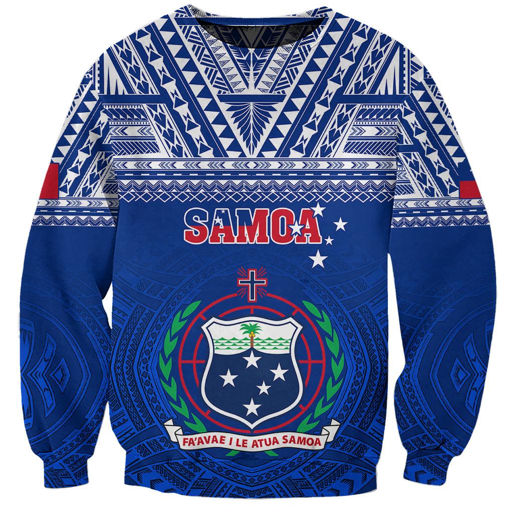 Samoa Rugby Sweatshirt Manu Samoa Polynesian Tatoo Pattern LT01 Unisex Blue - Polynesian Pride