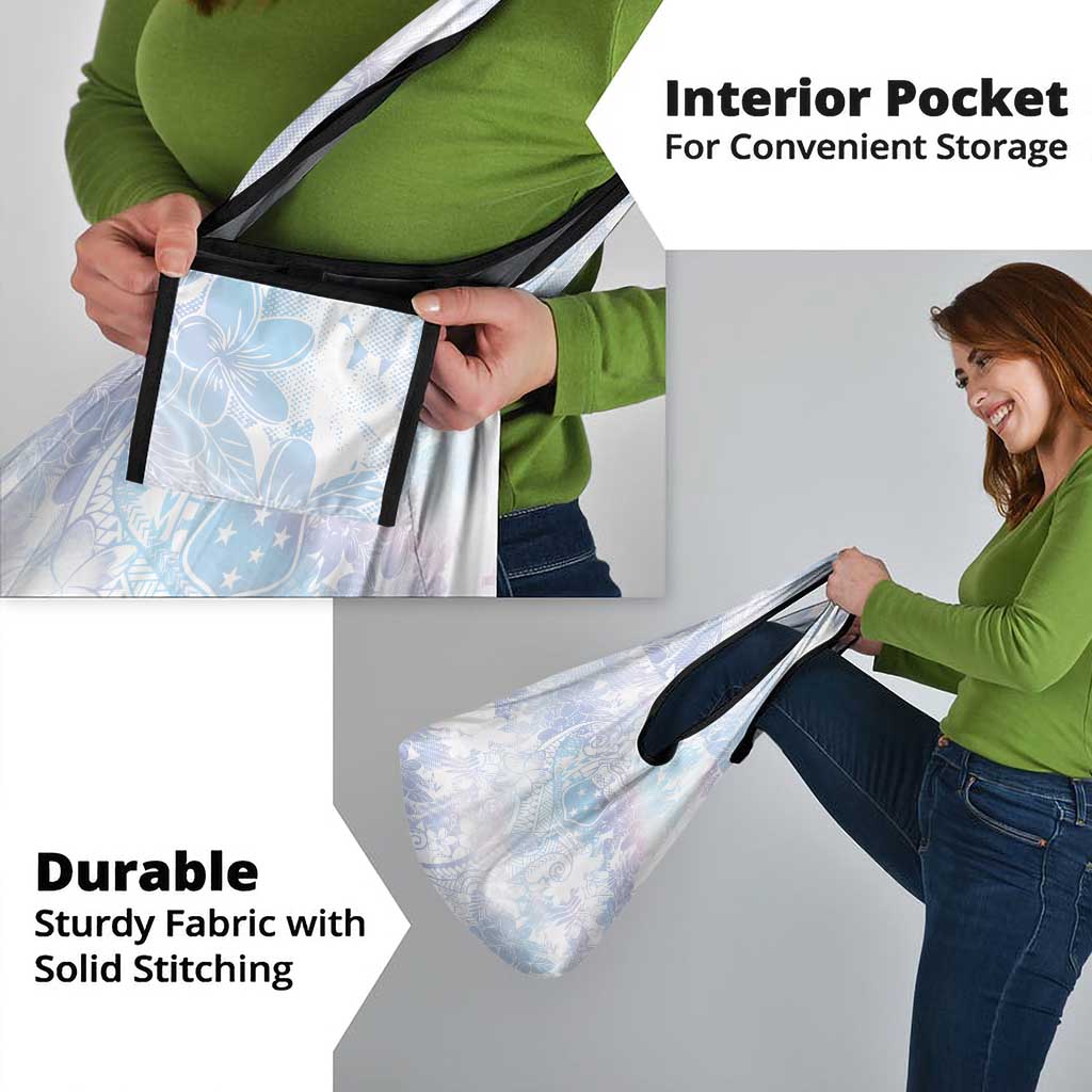 Samoa White Sunday Grocery Bag Sweet Pastel Plumeria Floral