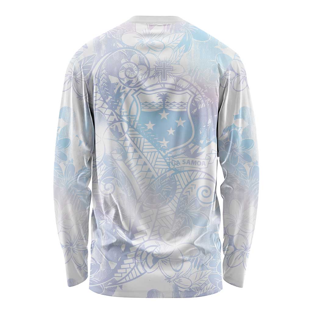 Samoa White Sunday Long Sleeve Shirt Sweet Pastel Plumeria Floral