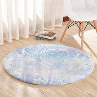 Samoa White Sunday Round Carpet Sweet Pastel Plumeria Floral