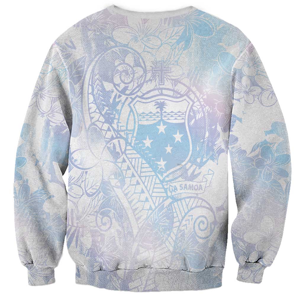 Samoa White Sunday Sweatshirt Sweet Pastel Plumeria Floral