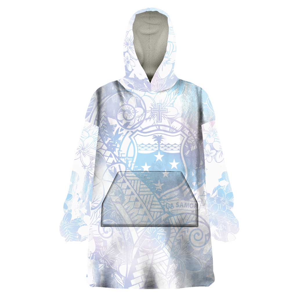 Samoa White Sunday Wearable Blanket Hoodie Sweet Pastel Plumeria Floral