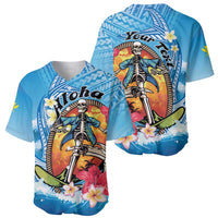 Personalized Aloha Hawaii Skeleton Surfing Baseball Jersey Tribal Shark Plumeria LT01 - Polynesian Pride