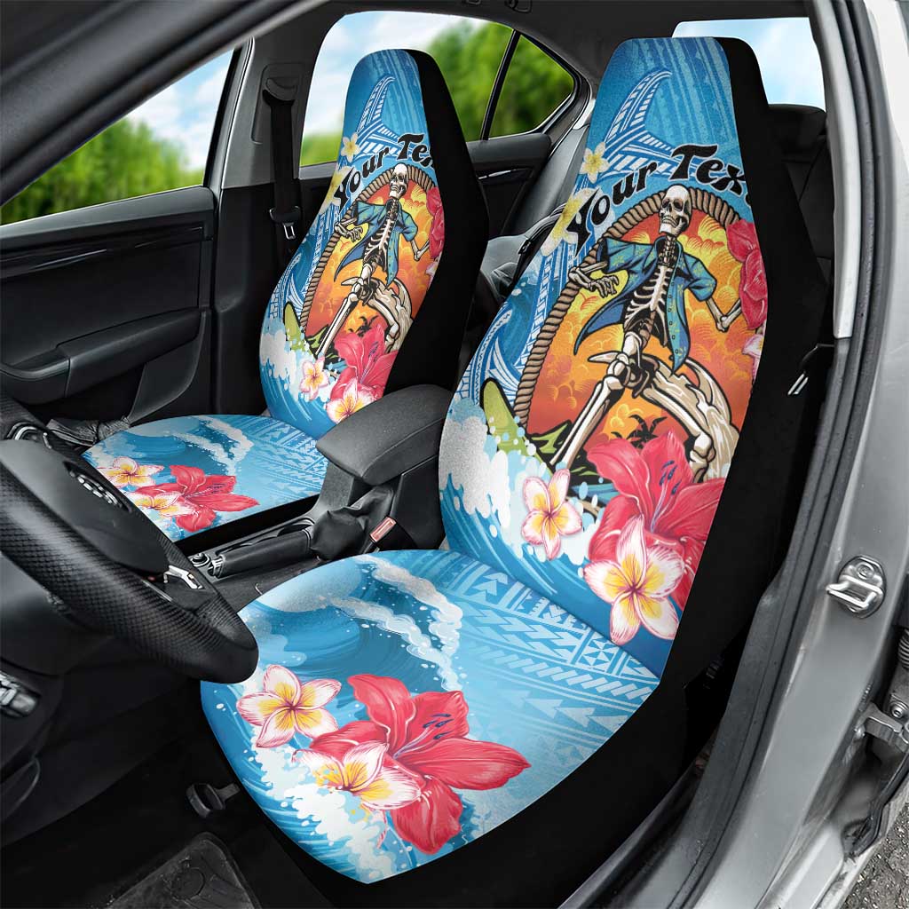 Personalized Aloha Hawaii Skeleton Surfing Car Seat Cover Tribal Shark Plumeria