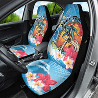 Personalized Aloha Hawaii Skeleton Surfing Car Seat Cover Tribal Shark Plumeria