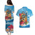 Personalized Aloha Hawaii Skeleton Surfing Couples Matching Puletasi and Hawaiian Shirt Tribal Shark Plumeria