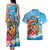 Personalized Aloha Hawaii Skeleton Surfing Couples Matching Tank Maxi Dress and Hawaiian Shirt Tribal Shark Plumeria