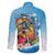 Personalized Aloha Hawaii Skeleton Surfing Family Matching Summer Maxi Dress and Hawaiian Shirt Tribal Shark Plumeria