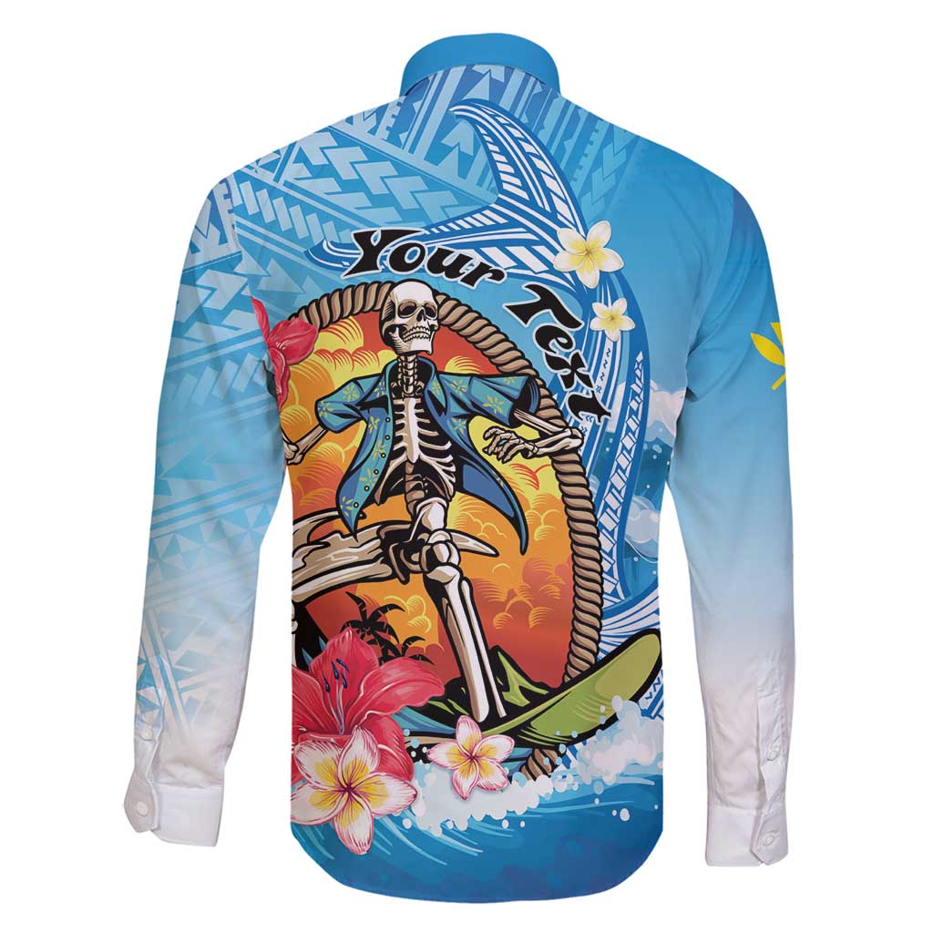 Personalized Aloha Hawaii Skeleton Surfing Family Matching Tank Maxi Dress and Hawaiian Shirt Tribal Shark Plumeria LT01 - Polynesian Pride