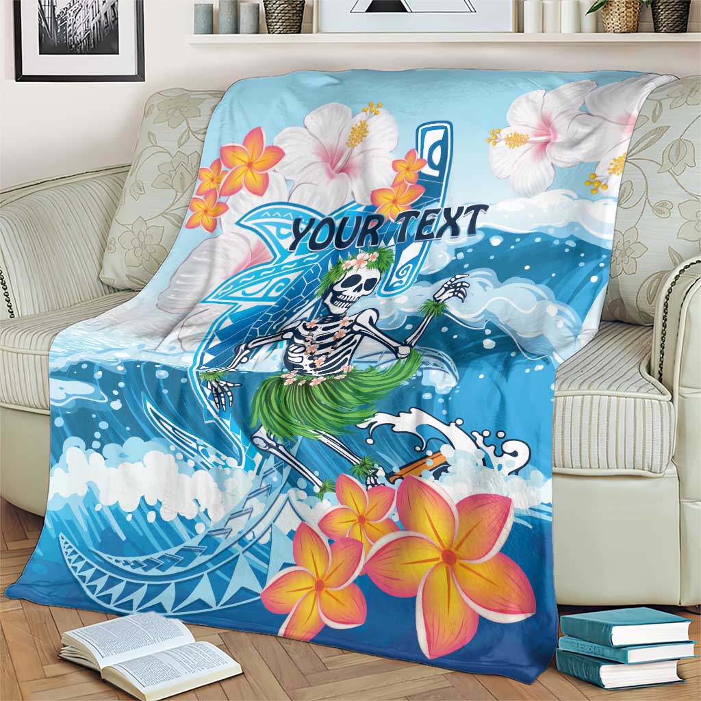 Personalized Hawaii Hula Girl Skeleton Dancing Blanket Hibiscus Tribal Shark