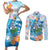 Personalized Hawaii Hula Girl Skeleton Dancing Couples Matching Short Sleeve Bodycon Dress and Long Sleeve Button Shirt Hibiscus Tribal Shark