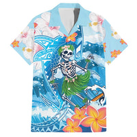 Personalized Hawaii Hula Girl Skeleton Dancing Family Matching Summer Maxi Dress and Hawaiian Shirt Hibiscus Tribal Shark
