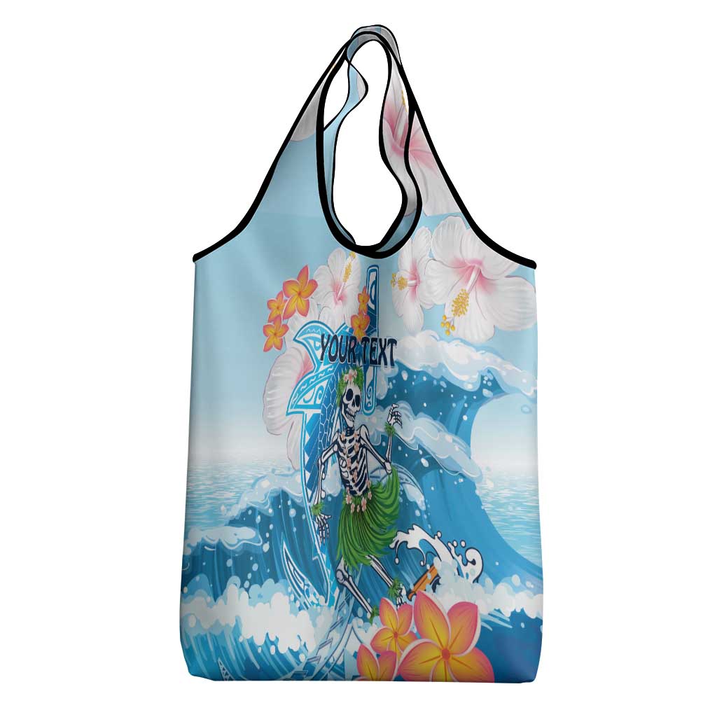 Hawaii Hula Girl Skeleton Dancing Grocery Bag Hibiscus Tribal Shark