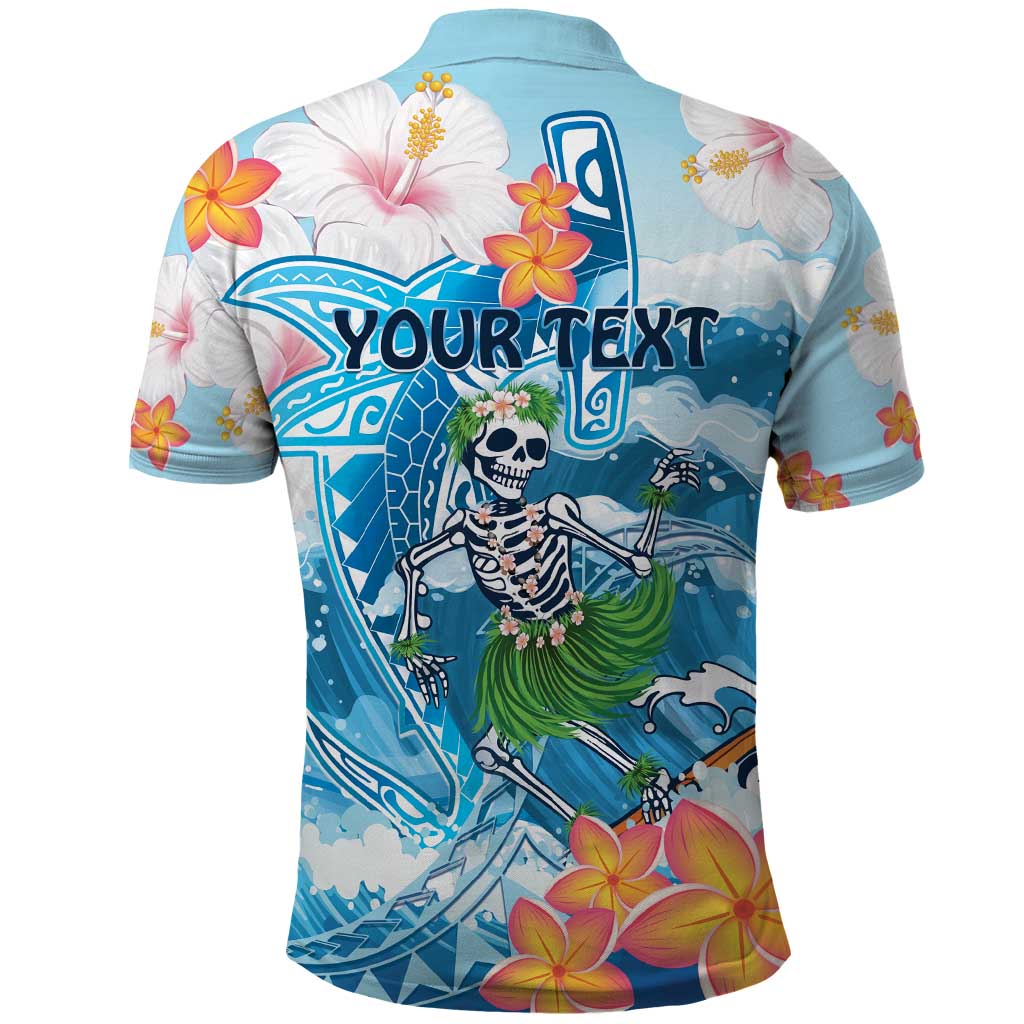 Personalized Hawaii Hula Girl Skeleton Dancing Polo Shirt Hibiscus Tribal Shark