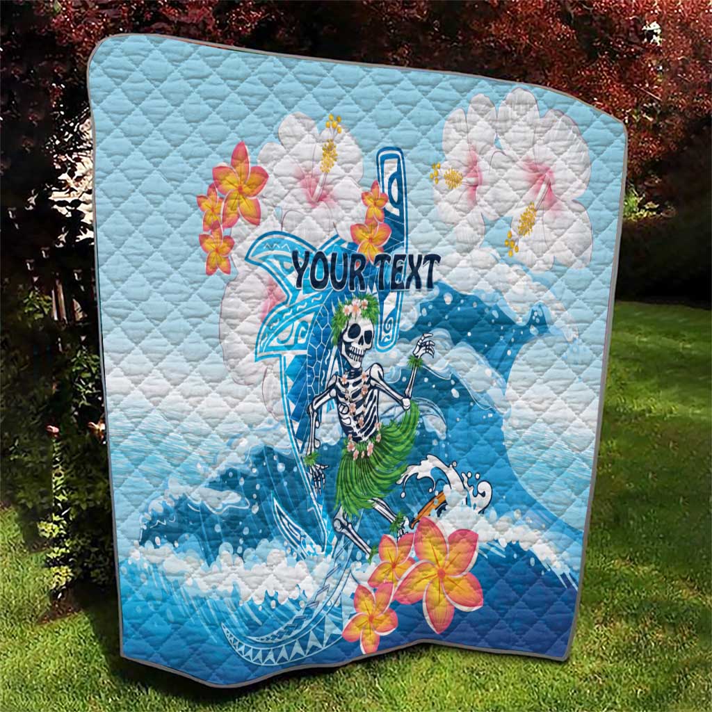 Personalized Hawaii Hula Girl Skeleton Dancing Quilt Hibiscus Tribal Shark