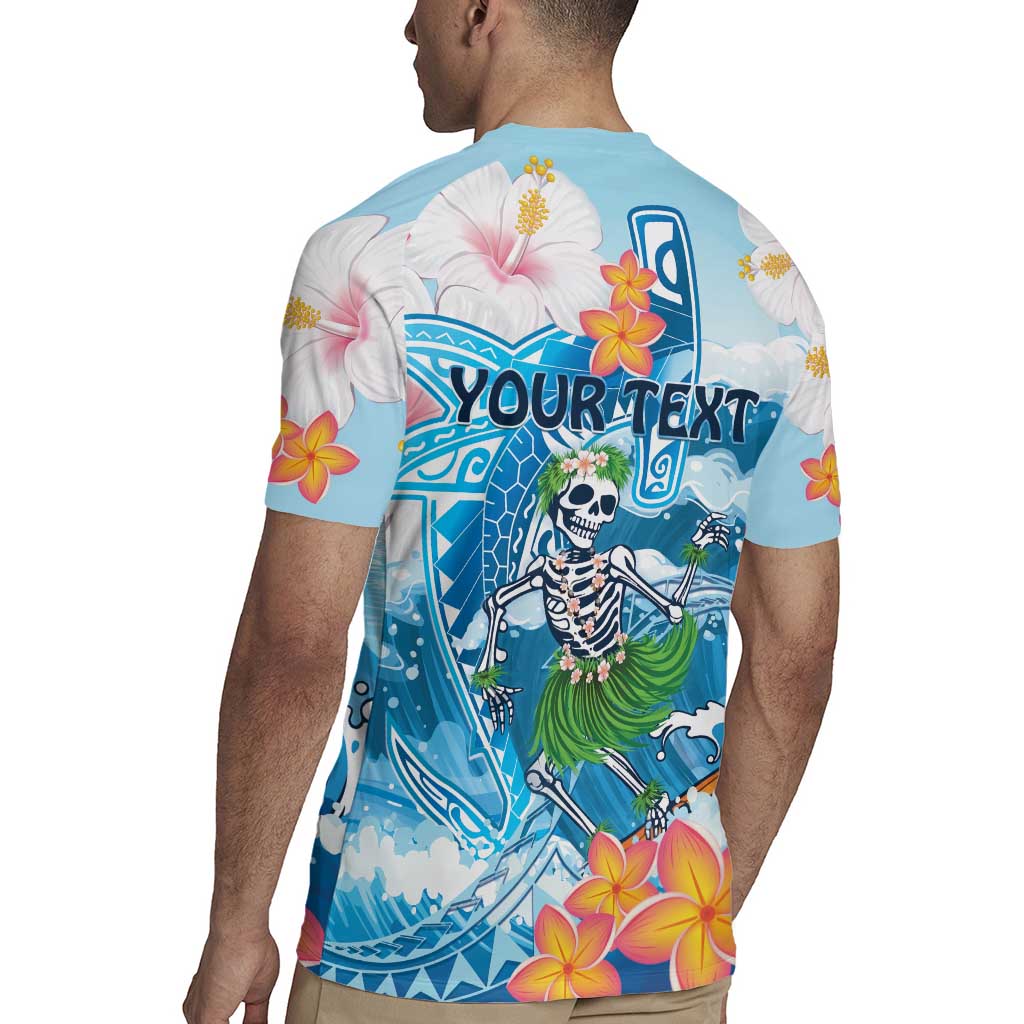 Personalized Hawaii Hula Girl Skeleton Dancing Rugby Jersey Hibiscus Tribal Shark