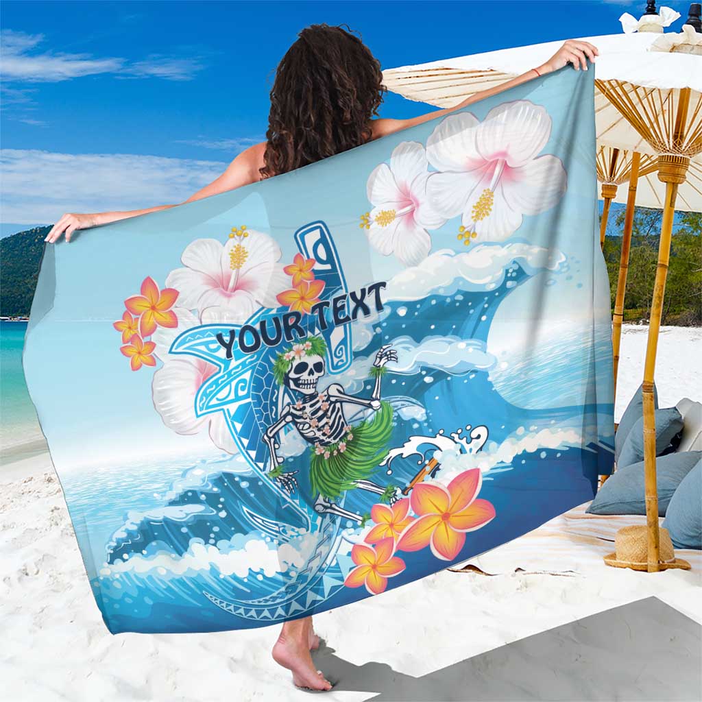 Personalized Hawaii Hula Girl Skeleton Dancing Sarong Hibiscus Tribal Shark LT01 One Size 44 x 66 inches Blue - Polynesian Pride