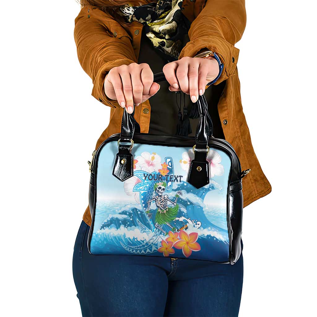 Personalized Hawaii Hula Girl Skeleton Dancing Shoulder Handbag Hibiscus Tribal Shark LT01 One Size Blue - Polynesian Pride