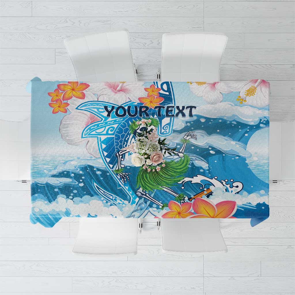 Personalized Hawaii Hula Girl Skeleton Dancing Tablecloth Hibiscus Tribal Shark LT01 Blue - Polynesian Pride