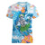 Personalized Hawaii Hula Girl Skeleton Dancing Women V-Neck T-Shirt Hibiscus Tribal Shark