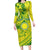 Kia Orana Cook Islands Family Matching Long Sleeve Bodycon Dress and Hawaiian Shirt Turtle Yellow Green Polynesian Pattern LT01 Mom's Dress Green - Polynesian Pride