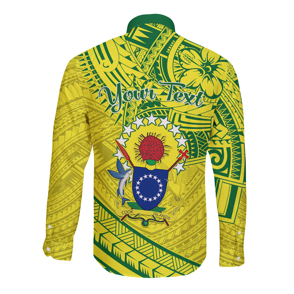 Kia Orana Cook Islands Long Sleeve Button Shirt Turtle Yellow Green Polynesian Pattern LT01 - Polynesian Pride