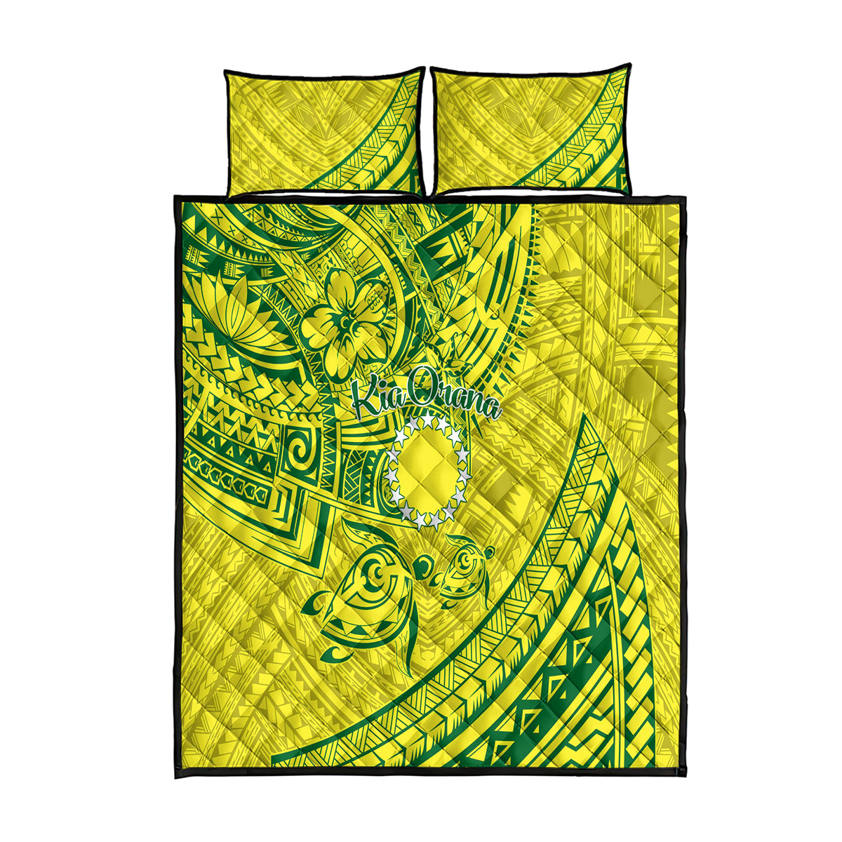 Kia Orana Cook Islands Quilt Bed Set Turtle Yellow Green Polynesian Pattern LT01 Green - Polynesian Pride