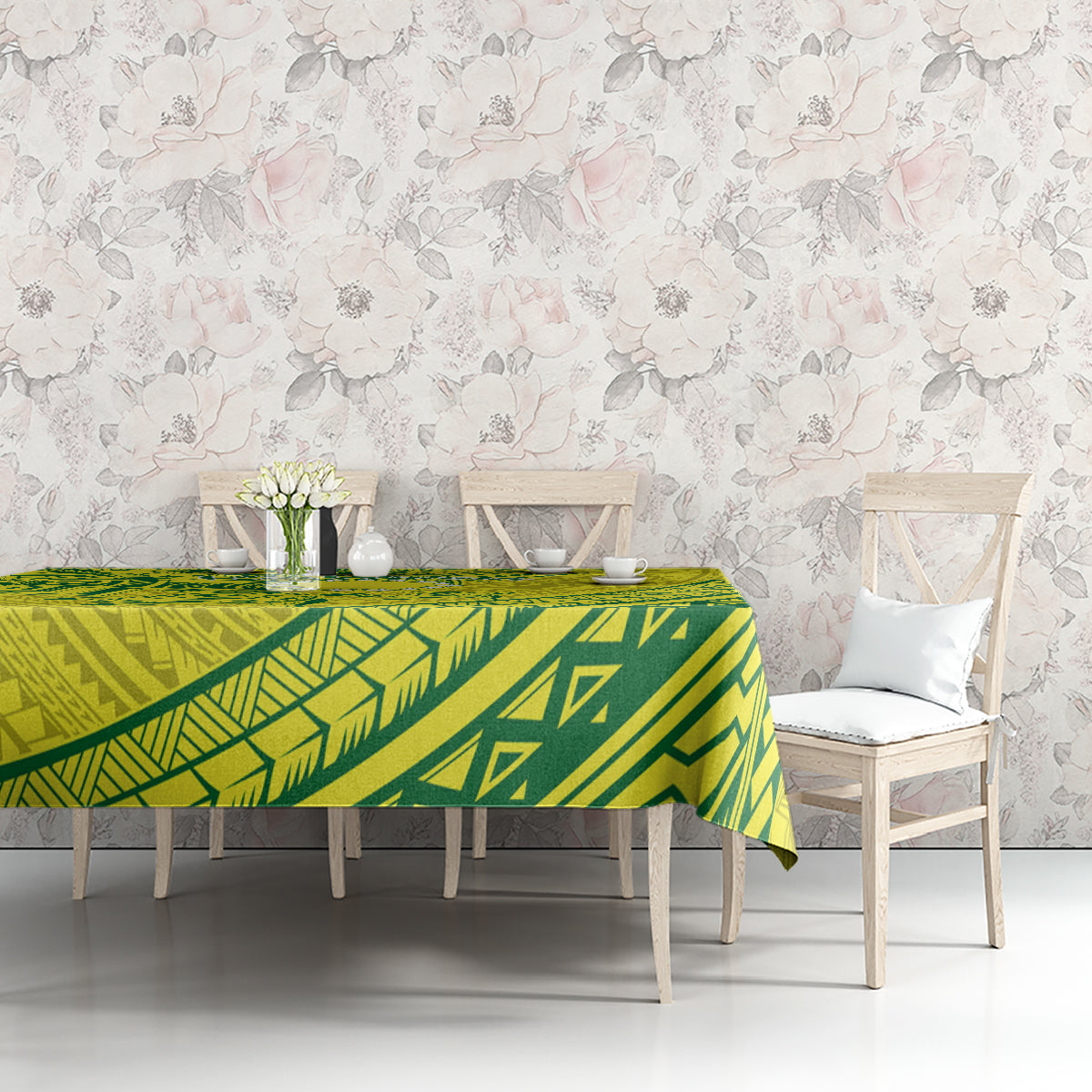 Kia Orana Cook Islands Tablecloth Turtle Yellow Green Polynesian Pattern LT01 - Polynesian Pride