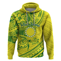 Kia Orana Cook Islands Zip Hoodie Turtle Yellow Green Polynesian Pattern LT01 Pullover Hoodie Green - Polynesian Pride