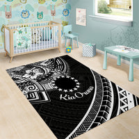 Kia Orana Cook Islands Area Rug Circle Stars With Floral White Pattern LT01 - Polynesian Pride