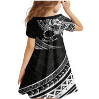 Kia Orana Cook Islands Family Matching Mermaid Dress and Hawaiian Shirt Circle Stars With Floral White Pattern LT01 - Polynesian Pride