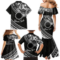 Kia Orana Cook Islands Family Matching Mermaid Dress and Hawaiian Shirt Circle Stars With Floral White Pattern LT01 - Polynesian Pride