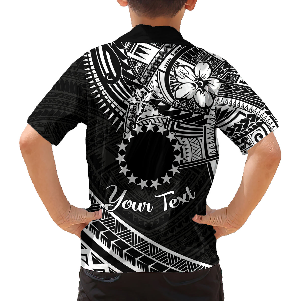 Kia Orana Cook Islands Kid Hawaiian Shirt Circle Stars With Floral White Pattern LT01 - Polynesian Pride