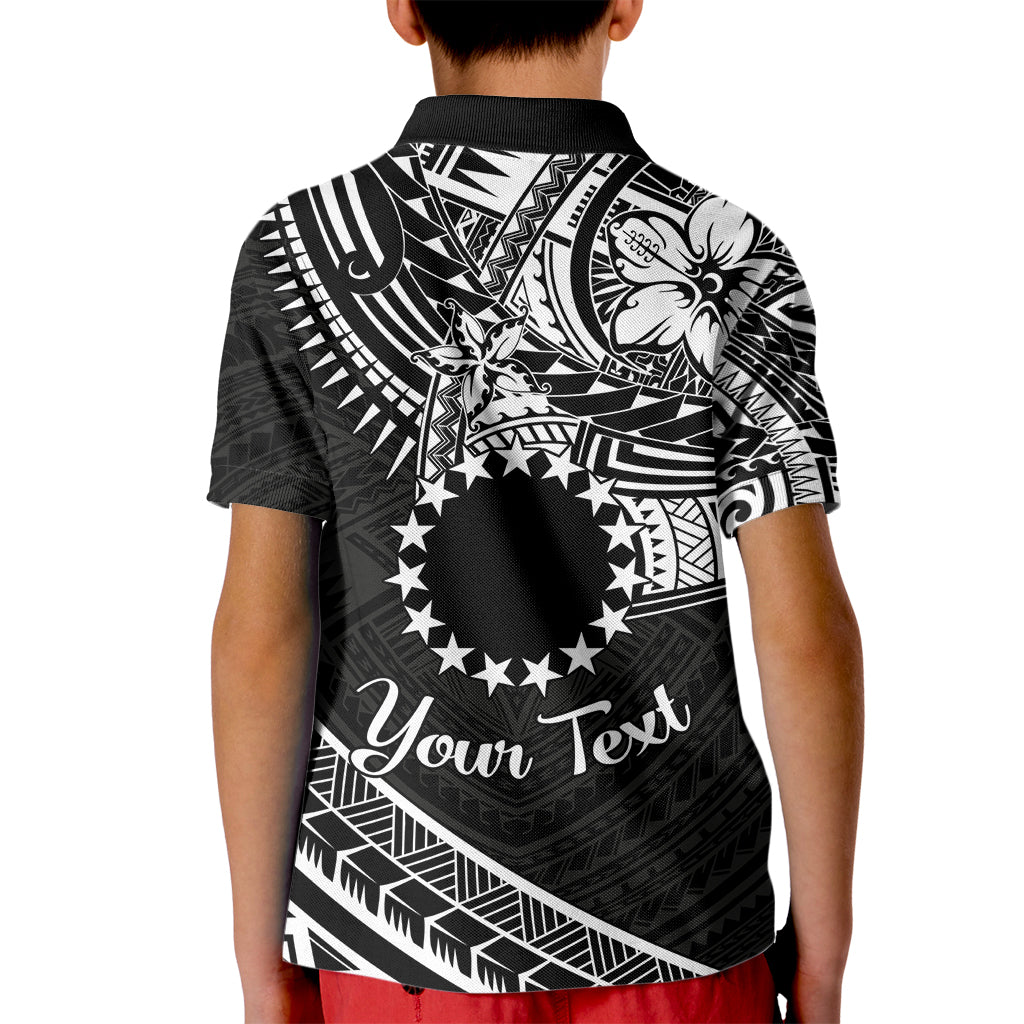 Kia Orana Cook Islands Kid Polo Shirt Circle Stars With Floral White Pattern LT01 - Polynesian Pride