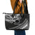 Kia Orana Cook Islands Leather Tote Bag Circle Stars With Floral White Pattern LT01 - Polynesian Pride